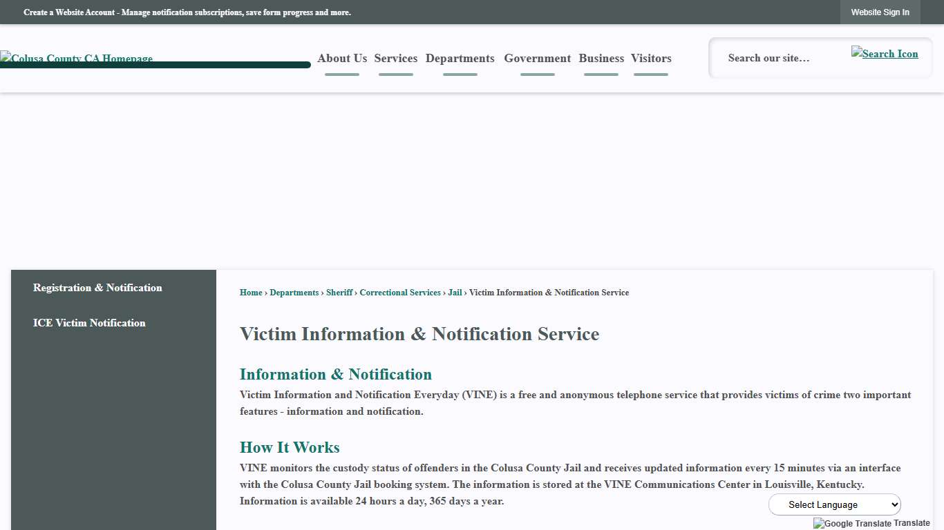 Victim Information & Notification Service | Colusa County, CA - Official Website