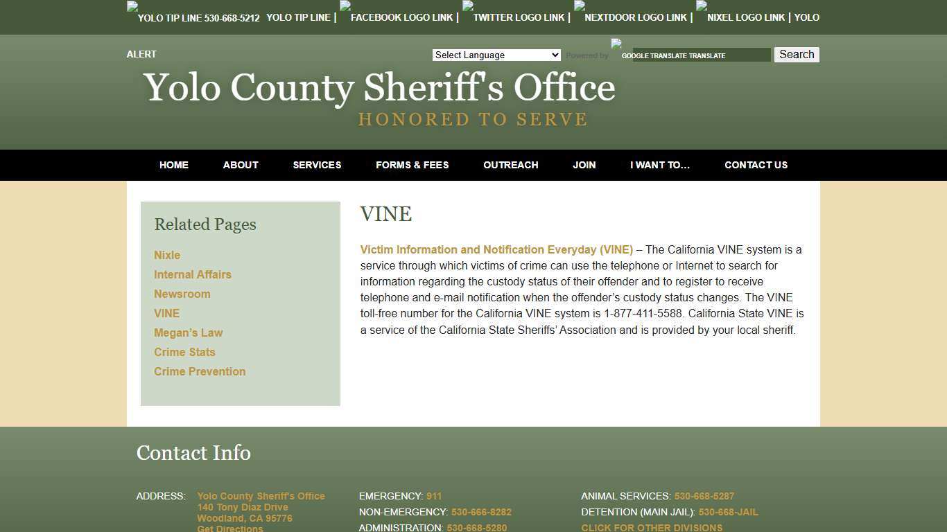 VINE - Yolo County Sheriff's Office | Woodland, CA